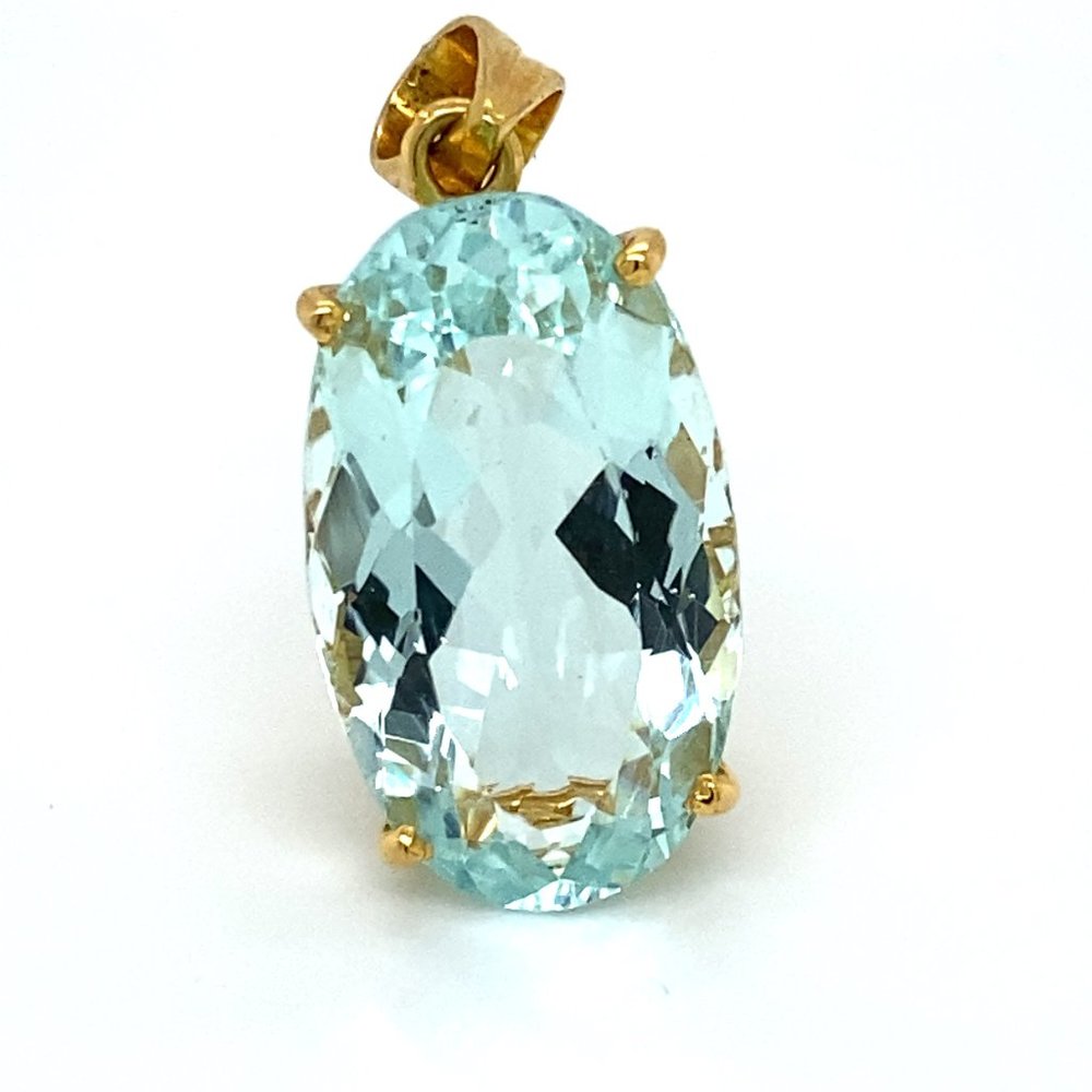 Aquamarine 14.12ct Solid 18K Yellow Gold Pendant